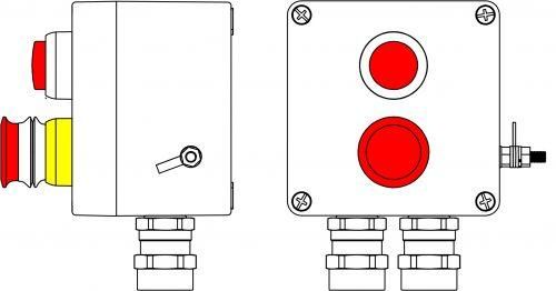 Взрывозащищенный пост управления из полиэстера CPE-Р-03 -(1xLR(250) -1xP3E(11)) - 2x6018AASBKGM2SB(C)1Ex d e IIC T6 Gb / Ex tb IIIC T80°C Db IP66 2231.031.19.054 ДКС