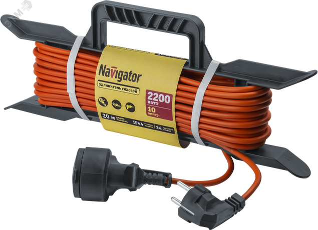 Удлинитель силовой NPE-F-20-E-3x1 на рамке c/з 20м ПВС 3х1 2200 Вт IP44 - 29861 Navigator 93930