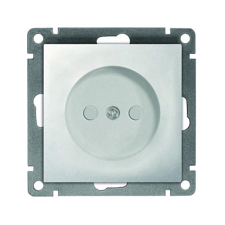 Розетка одноместная UNIVersal серия Афина б/з, с/у, з/ш, 16А, 220В, серебро (еврослот), механизм - A0047-S Союз