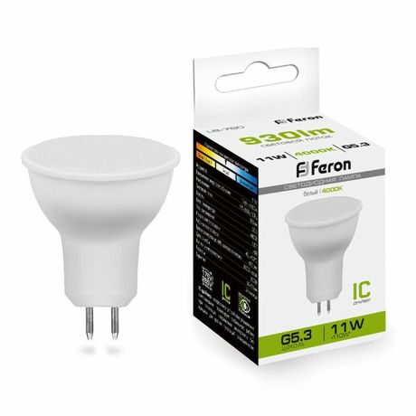 Лампа светодиодная LED 11вт 230в G5.3 белый - 38138 FERON