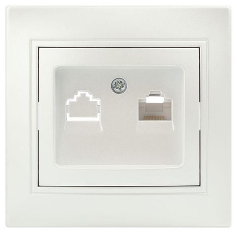 Розетка компьютерная 1-м СП Plano 1-303-06 RJ45 IP20 перламутр Intro Б0053987 ЭРА