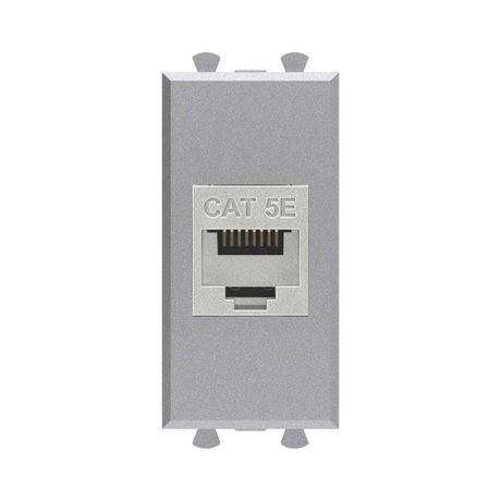 Компьютерная розетка RJ-45 без шторки модульная, кат.5е экранированная, "Avanti", "Закаленная сталь", 1 модуль | 4404761 DKC ДКС