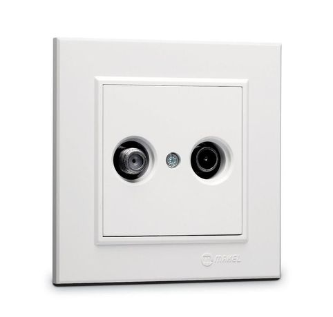 Розетка телевизионная проходная TV/SAT СП Karea IP20 1дБ бел. Makel 56001083