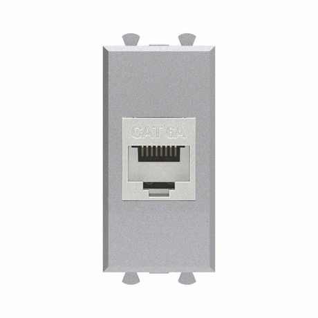 Розетка компьютерная 1мод. Avanti "Закаленная сталь" RJ45 кат.6A без шторок экранир. модульная механизм DKC 4404771 ДКС