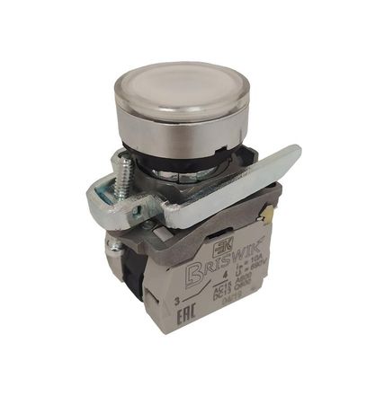 Выключатель кнопочный КМЕ-4611м-ЛС УХЛ2 1НО+1НЗ толкатель цилиндр. с индикацией 10А IP65 24В метал. основание посадочное отверст. d22мм бел. Реле и Автоматика A8012-34127814