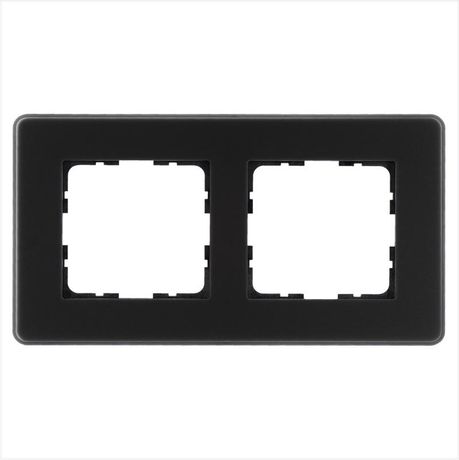 Рамка стеклянная матовая закругленная 2 поста цвет черный - G1002GB-RM Jasmart