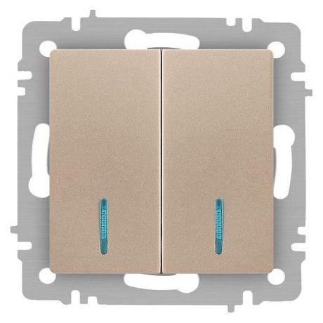 Выключатель двухклавишный, в рамку (скрытого монтажа) с подсветкой слоновая кость 10А 250В винтовые зажимы Intro Accent 6-105-04 - Б0063513 ЭРА