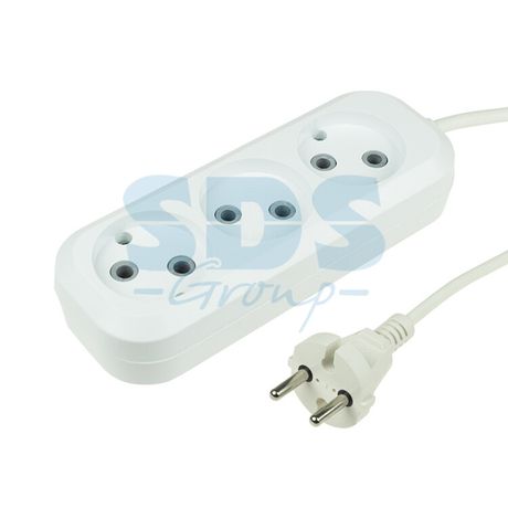 Удлинитель 3 гнезда 5 м 2х0.5 мм² белый б/з | 11-9511 REXANT MEET