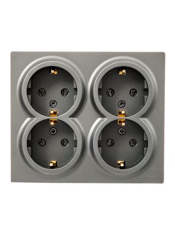 Розетка 4-м ОП LETO с заземл. закрытый корпус ПБТ платина LEZARD 752-3500-127BDP