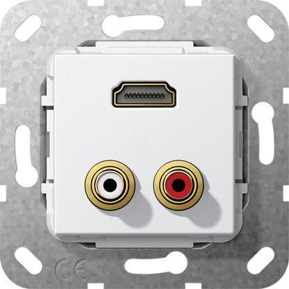 Мех-м с накладкой HDMI с/у пластик белый IP20 Gira System 55 | 567303