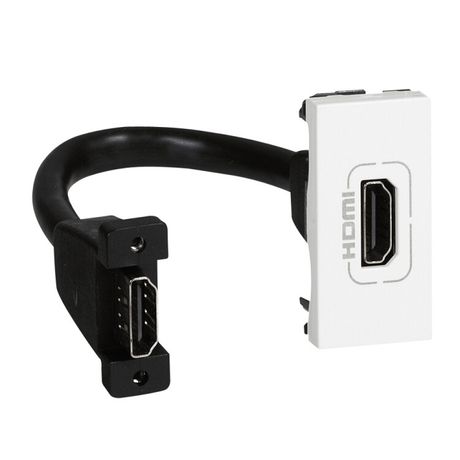 Розетка HDMI Mosaic 1 модуль, оборудована шнуром, белая | 078778 Legrand