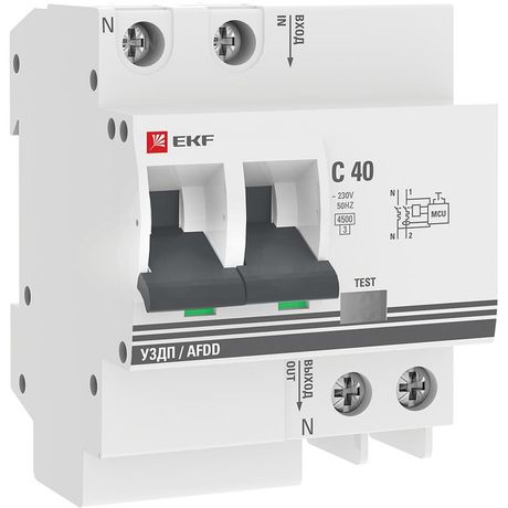 Устройство защиты от дугового пробоя (УЗДП) 1P+N 40А (C) 4,5кА 72 мм EKF PROxima | afdd-2-40C-72-pro
