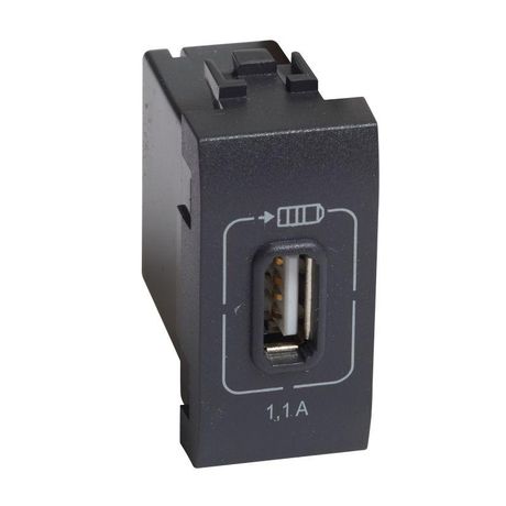 Розетка USB Mosaic 1мод. 1.1А 230/5В антрацит Leg BTC L4285C1 Legrand