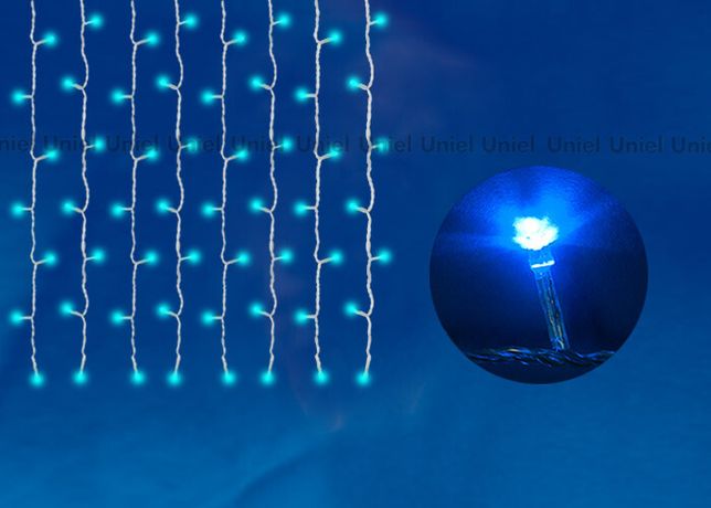 Гирлянда занавес светодиодная ULD-C2030-240/DTA BLUE IP20 с контроллером 240LED 2х3м прозр. син. Uniel 07942
