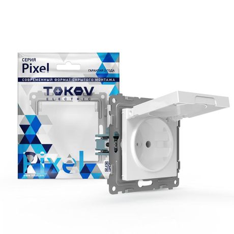 Розетка 1-м СП Pixel IP44 с заземл. крышкой механизм бел. TOKOV ELECTRIC TKE-PX-R1ZSW1-C01-IP44 TOKOV ELECTRIC арт. TKE-PX-R1ZSW1-C01-IP44