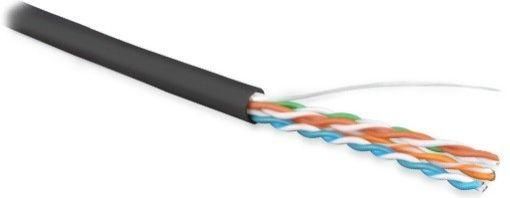 Витая пара неэкранированная U/UTP категория 5e 4 пары (24 AWG) одножильный (solid) внешний черный (500м) - 236320 Hyperline
