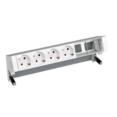 Блок розеточный настольный 4х2P+E 2 пустых мод. алюм. Simon 400 42604000-133