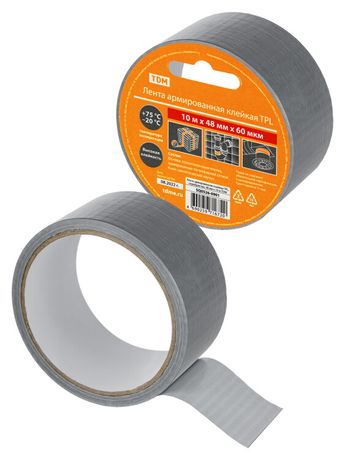 Лента армированная клейкая TPL, серебристая, 48 мм х 10 м TDM | SQ0526-0901