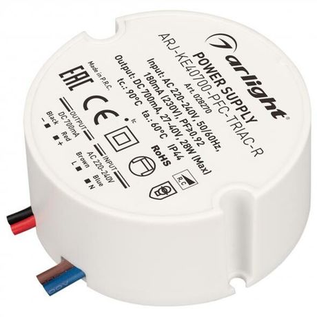 Блок питания ARJ-KE40700-PFC-TRIAC-R (28W, 700mA) (Arlight, IP44 Пластик, 5 лет) | 028270 Arlight