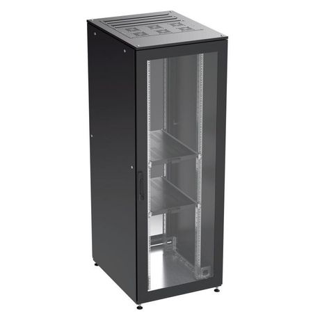 Шкаф напольный собранный 19дюйм IT-CQE 47U 600х800 двери стекло/сплошн. RAL 9005 DKC R5DC4768GSB ДКС