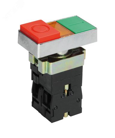 Выключатель кнопочный LAY5-BW8465, сдвоенный, зел еный/красный, ''I-O'', 1НО+1НЗ, с подсветкой (ЭТ) - ET012090 Электротехник