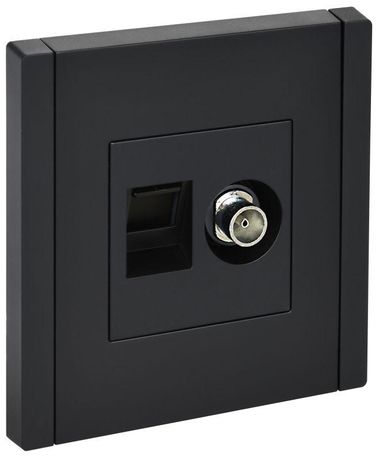 Розетка 2-м TV+RJ45 кат.5E FORTE&PIANO FP136 черн. IEK FP-AK20-1-K02