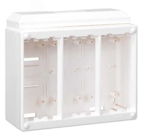 Коробка CIMA для поверхностного монтажа в сборе на 3 CIMA-модуля Simon Connect бел. SC300-9