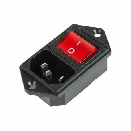 Выключатель клавишный 250 V 16 А (4с) ON-OFF красный с подсветкой и штекером C14 3PIN | 36-2282 REXANT MEET