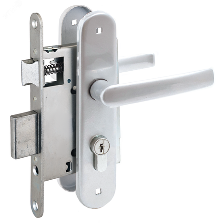 Замок врезной Птимаш ЗВ4-308 хром СТЯЖКИ с/руч - 8839 ПТК