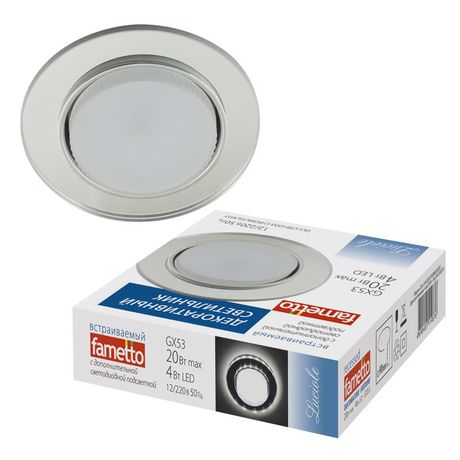 Светильник точечный декоративный DLS-L159 GX53 Chrome/Glassy встраив. доп. светодиод. подсветка 4Вт без лампы Fametto UL-00005324