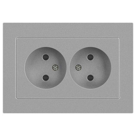 Розетка однофазная скрытого монтажа, в рамку без шторок алюминий 16А 250В IP20 винтовые зажимы 6-204-03 Intro Accent - Б0063453 ЭРА