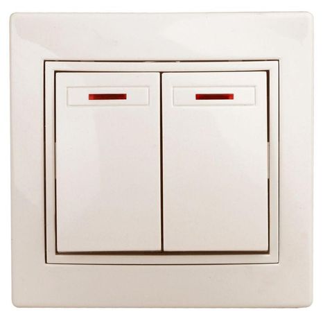 Выключатель двухклавишный, в рамку (скрытого монтажа) с подсветкой слоновая кость 10А 250В Intro Plano 1-105-02 - Б0053775 ЭРА