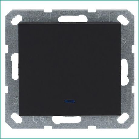 Выключатель одноклавишный со светодиодом 10A 250V~ с накладкой, цвет черный матовый (soft touch) - G3011NPB Jasmart