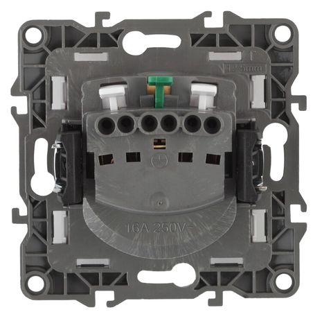 Розетка однофазная скрытого монтажа, в рамку с заземлением со шторками бронза крышкой 16А 250В IP20 автоматические (безвинтовые) зажимы 12-2103-13 Эра 12 - Б0019328