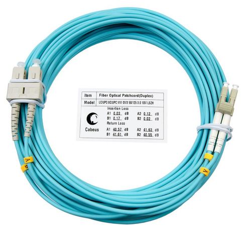 Шнур оптический duplex 25м LC-SC 50/125 mm OM3 LSZH FOP-50-LC-SC-25m - 8474c Cabeus