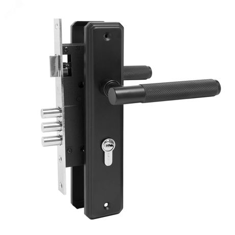 Замок врезной БУЛАТ ЗВ4-3.70.02.02 ФЕРОНА черный 5 перф.кл. с/руч - 15004 ПТК