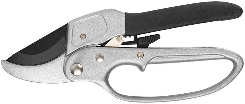 Секатор храповый механизм режущ. кромки встык с наковальней тефл. покр. лезвий алюм. корпус 200мм КУРС 76270