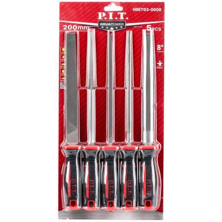 Набор напильников с двухкомпонентной рукояткой (5шт, №2, 300/200 мм, 2-я насечка) - HSET03-0005 PIT