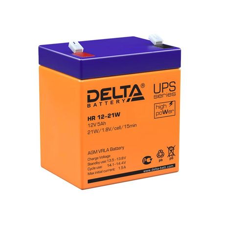 Аккумулятор HR 12-21W 12В 5Ач - 12-21 W Delta