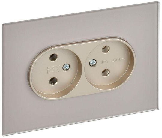 Розетка 2-м SKANDY 10А без заземл. защ. шторок для плоской вилки SK-R03Sh шампань IEK SK-R20-10-K37