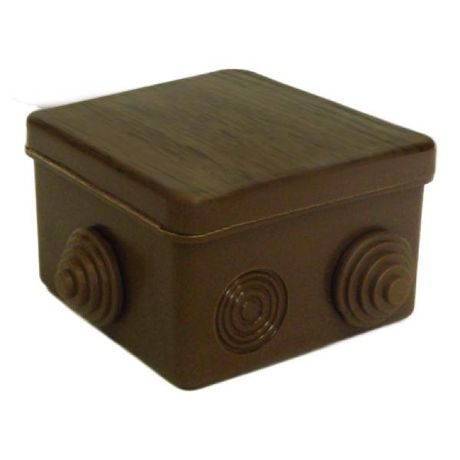 Коробка распаячная ОП 80х80х50мм с гермовводами темн. дерево Урал Пак КО-92018080-032 У.ПАК