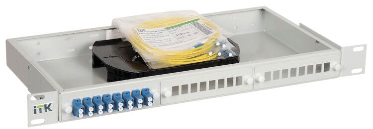 Кросс укомплектованный 1U SC (duplex) 12 портов (OS2) ITK FOBX24-1U-12SCUD09 IEK
