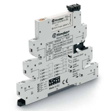 Интерфейсные модули реле MasterTimer: с таймером, Винтовые клеммы, Мультифункциональные: AI,DI,GI,SW,BE,CE,DE,EE, 1 группа конт.6A, Электромех. реле, 12VAC/DC - 398100120060 FINDER 39.81.0.012.0060