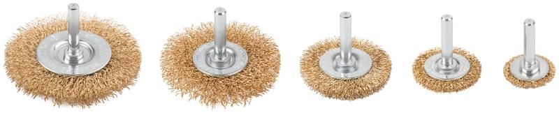 Набор щеток для дрели, 5 шт., Плоские 25,38,50,65,75 мм, латунированная витая проволока, блистер, Profi - 82-925 РОС