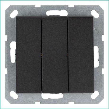 Выключатель трехклавишный 10A 250V~ с накладкой, цвет Антрацит - G3031B Jasmart