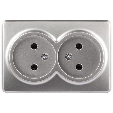 Розетка Эксперт 11-2202-03 2х2P IP20 16A-250В ОУ Алюминий | Б0063016 ЭРА