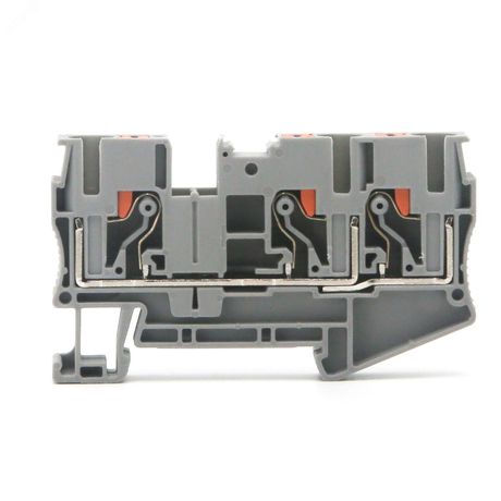 Клемма проходная , зажим push-in, 3 точки подключения, 6 кв.мм, серая - VPR-6-TWIN-GY ДКС