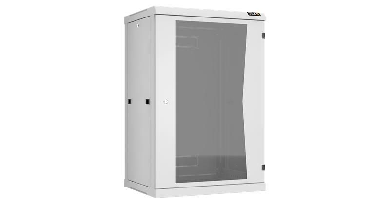 Настенный шкаф 19 дюймов, 18U, стекло, 600х450, разборный, GY - ЭКО47695 TLK TWC-186045-R-G-GY