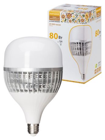 Лампа светодиодная T-80 Вт-230 В-4000 К–E27 (130x223 мм) НАРОДНАЯ | SQ0340-1650 TDM
