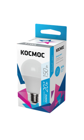 Лампа светодиодная LED 20Вт 220В Е27 D60х118 белыйA60 Космос - LkecLED20wA60E2745